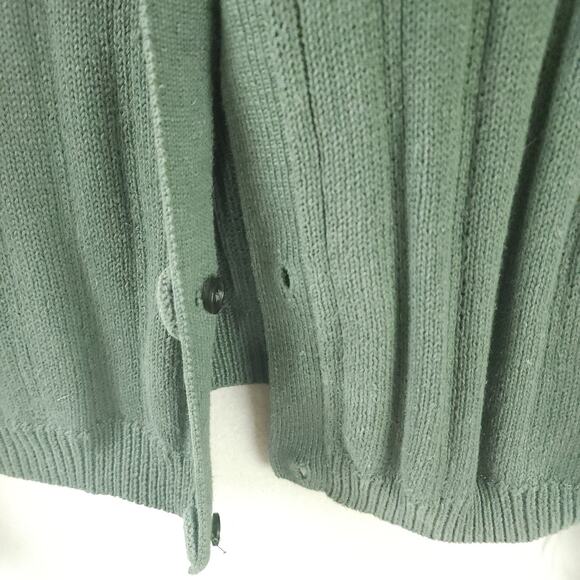 Paul Et Duffier Button-Up Cardigan Sweater Women Small Green Crop Boxy - Picture 6 of 10